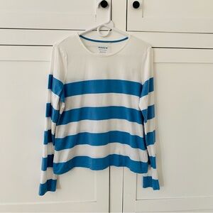 Boden White Blue Stripe Long Sleeve Size 8
